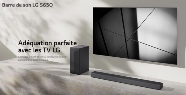 Barre de son LG 3.1 ch | 420W | DTS Virtual:X | Dolby Digital | Bluetooth | ARC | Hi-Res - S65Q