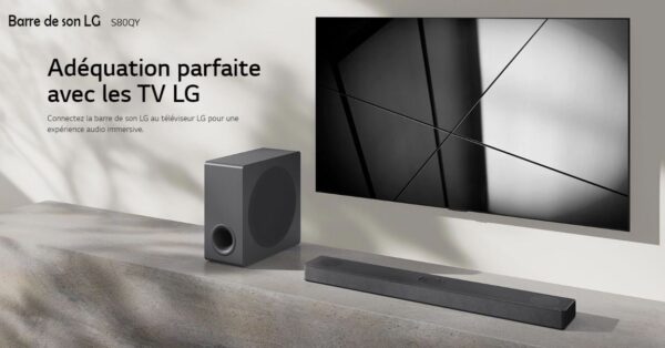 Barre de son LG 3.1.3 | 480W | DTS:X | Dolby Atmos | Bluetooth | eARC | Hi-Res | IMAX enhanced - S80QY