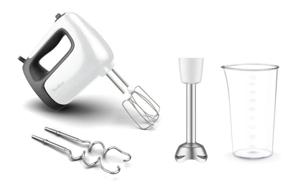 BATTEUR A MAIN PREP MIX+ 500W 5 VITESSES BLANC / NOIR - MOULINEX